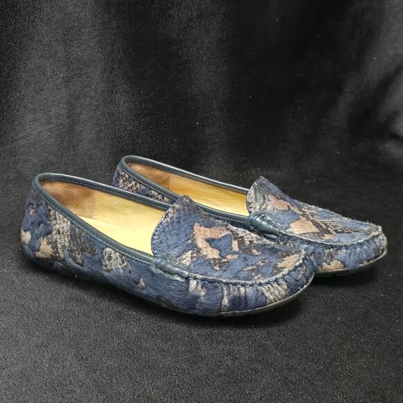 Vaneli Blue Snake Print Fur Slide On Loafers Dress Shoes - Picture 10 of 10